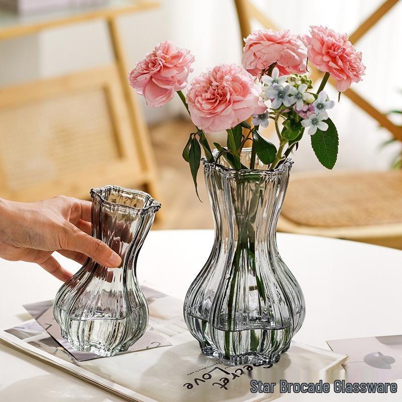 Trendy Retro Vase for Fresh Flowers & Lucky Bamboo - Nordic Style Glass Vase