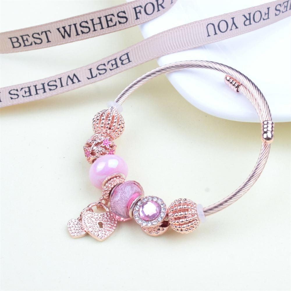 Beaded Bracelet Bangle Multi Element Stainless Steel Copper Alloy Open Spring Snake Bone Chain