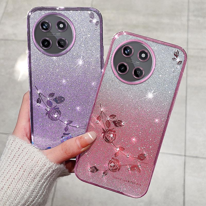 KADEM For Realme 11 4G (159.9x73.3x7.95mm) Phone Cover Gradient Flower Decor TPU Back Case