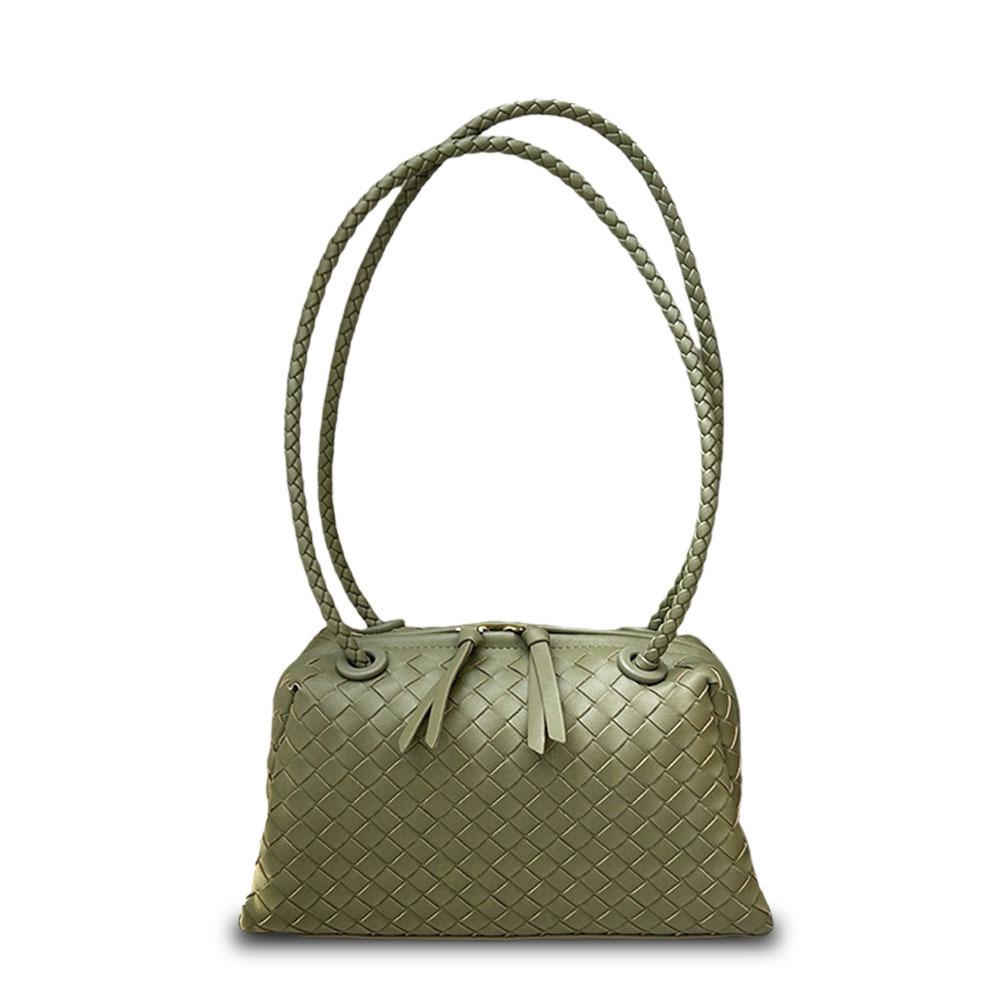 Cross-border Cowhide Woven Underarm Boston Women's Bag Practical High-end Pillow Bag Commuting Versatile Portable Shoulder Bag