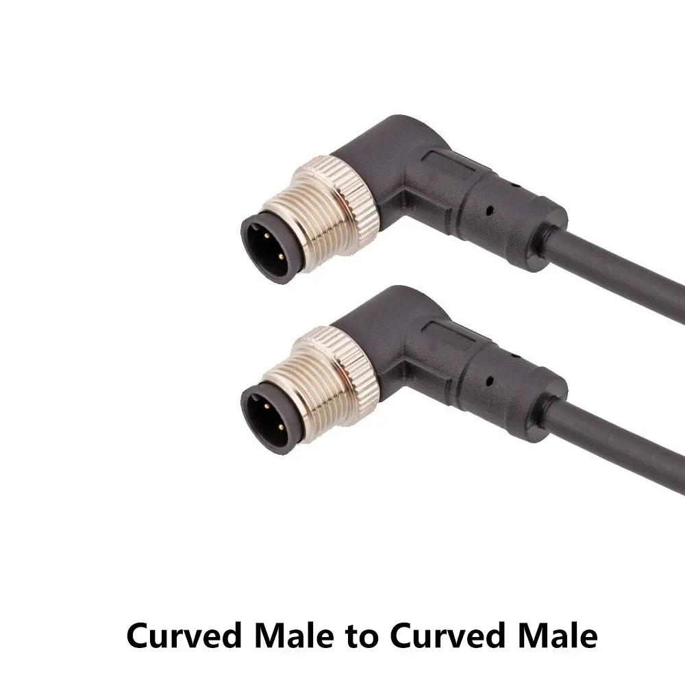 M12 4Pin 5Pin 8Pin 12Pin Double Plug 1M 2M 3M PUR PVC Shield Wire Sensor Connector Straight Angle Male Female Plug Adapter