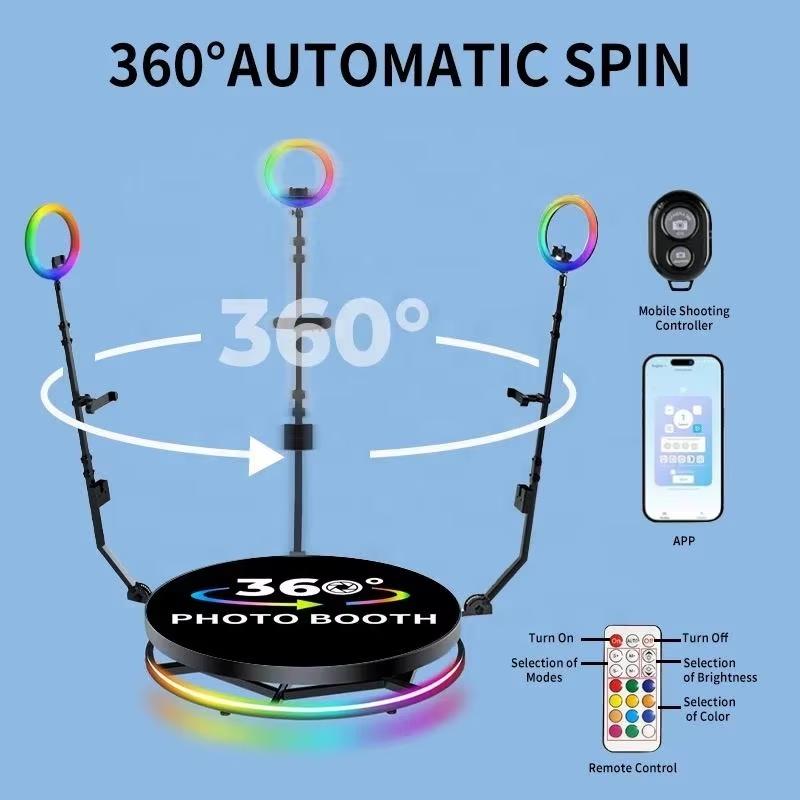 360 Rotating Platform 360 Photo Booth 100cm Photobooth Photo Booth Machine Business and Wedding Event Photo Booth with Printing