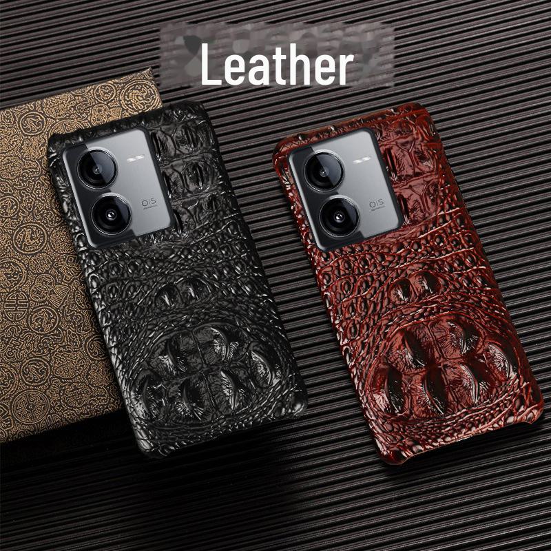 Luxury Genuine Leather Crocodile Skull Half Package Case for iQOO Z5 - High-end Protective Cover