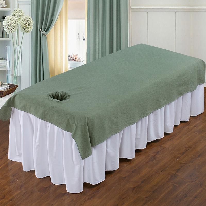 Thickened Washed Cotton Massage Bed Sheet with Face Hole, Washable and Universal for Beauty Salon