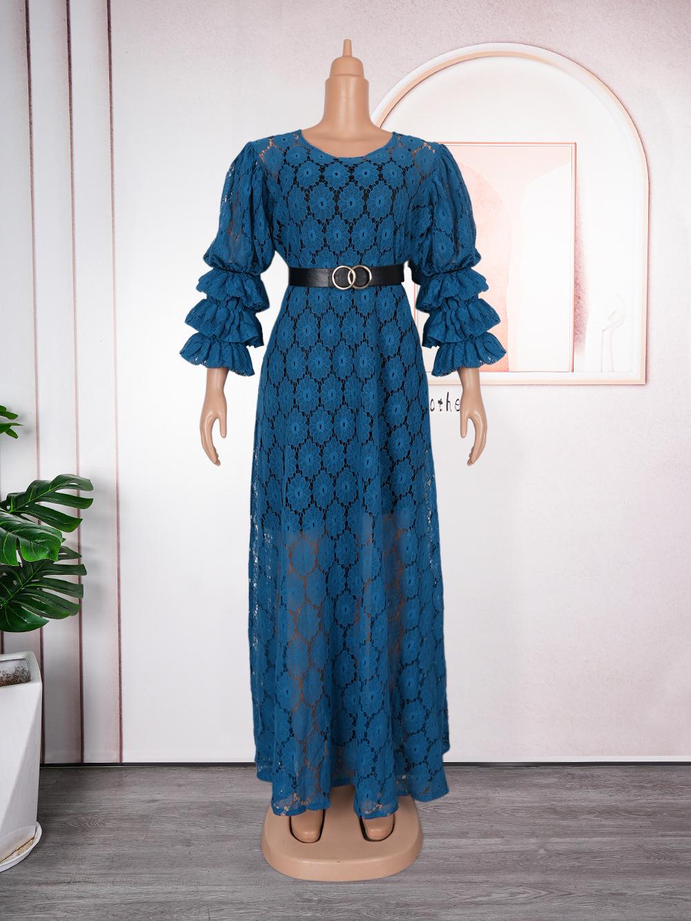 

Платье из кружева в африканском стиле большого размера с круглым вырезом для женщин XL