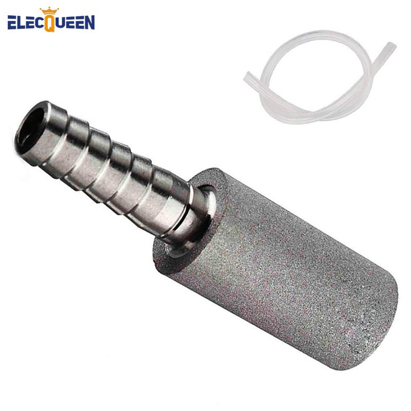 2 Micron Diffusion Stone Stainless Steel Aeration Stone Carbonating Stone With 1/4" Barb & 30cm Silicone Hose For Homebrew Wine