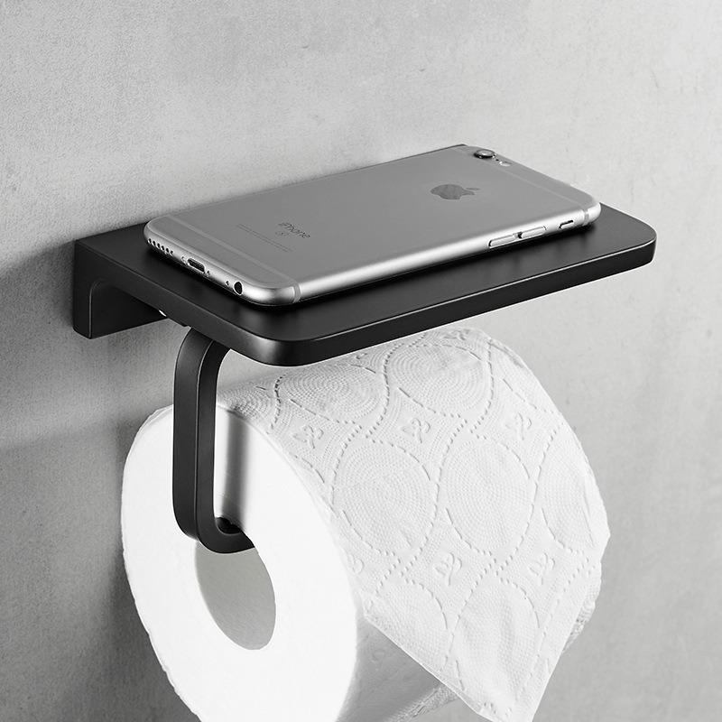 No-Drill Aluminum Paper Towel Holder Toilet Paper Holder Black Roll Hand Towel Holder Bathroom Paper Box