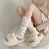 Elegant Ribbed Knit Stretch Leg Warmers Boot Cuffs Ruffled Lace Trim Bowknot Leg Cover Over Calf Long Socks for Women