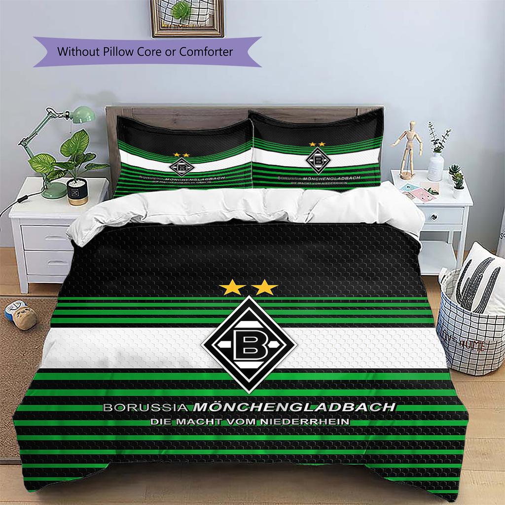 Borussia Mönchengladbach Pattern Bedding Quilt Set  Home Decoration  Gift (1 * duvet cover + 2 * pillowcase  without core).xwn