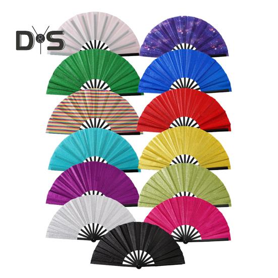 Glitzernder Kung-Fu-Faltfächer, Tanzperformance, Handventilator, tragbar, leicht, Sommer-Kühlventilator, Dekoration, Party-Zubehör