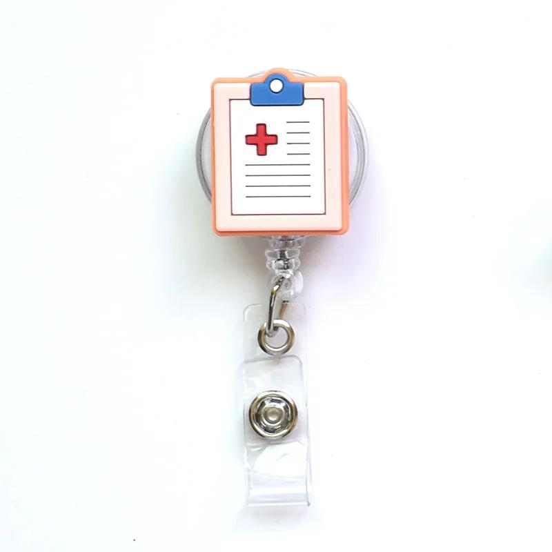 1pc High Quality Silicone Retractable Hospital Nurse Badge Holder Reel Cute Cartoon ID Card Holder Keychains