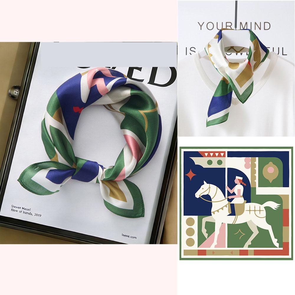 53x53cm 100% Mulberry Silk Scarf Luxury Square Hair Bandana Elegant Head Wrap Neckerchief Sunscreen Shawl for Women