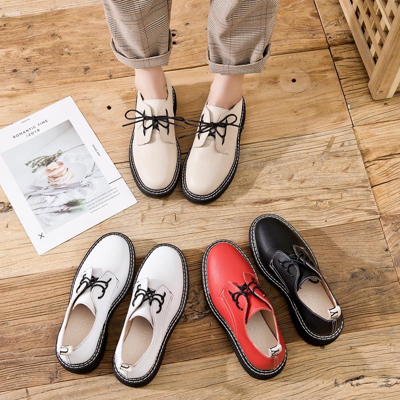 Fashion Retro Women Shoes Genuine Leather 2025 New Spring British Style Student Shoes Wild Thick Large Size 41 42 43 Ladies Oxford Shoes