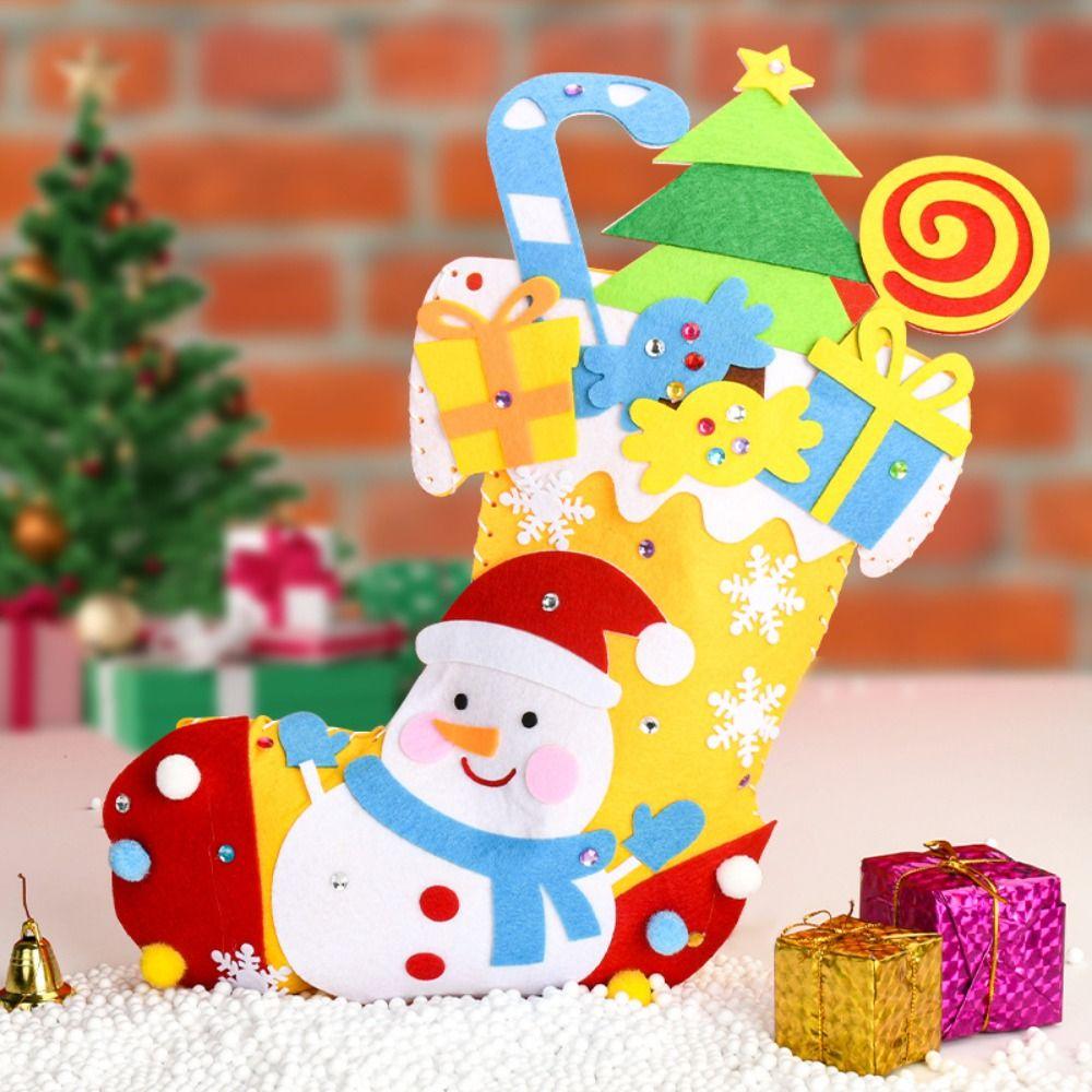 Non-woven Fabric DIY Christmas Stocking Snowman Portable Elk Xmas Bag  Party
