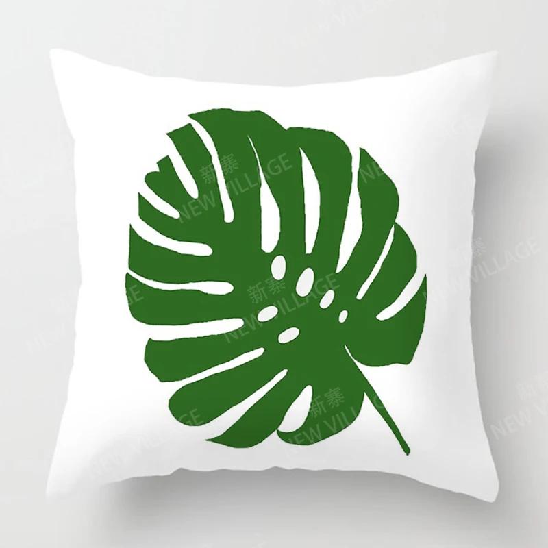 Nordic Fall Home Decor Autumn Throw Pillow Case Sofa Cushion Cover Modern 45X45Cm 45*45 50X50 60X60Cm 40*40Cm Leaf Plant Green