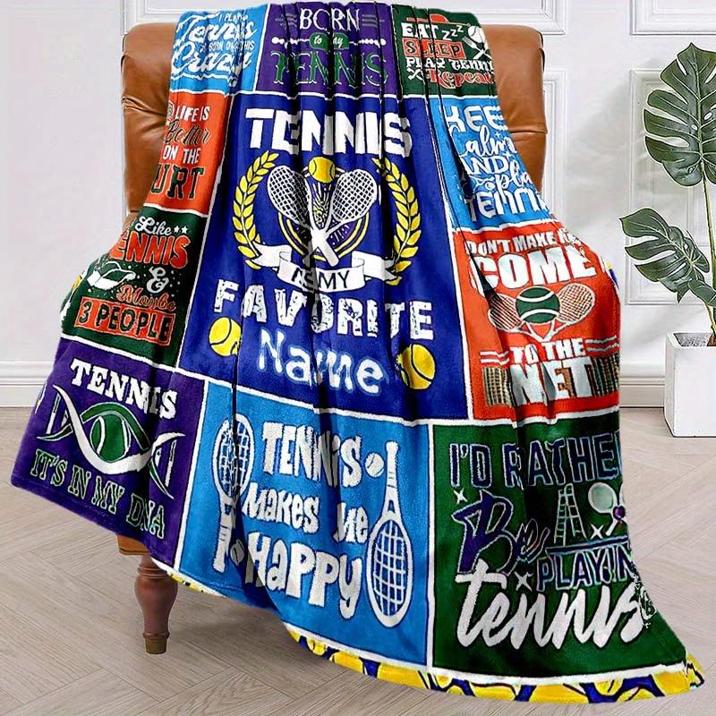 Tennis Customize Your Name Blanket Used For Chair Office Sofa Bed Camping Soft And Warm Giving Friends And Relatives Birthday Gifts Graduation Gifts