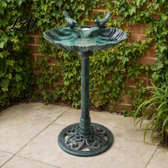 Bird Feeder Pedestal Bath Copper Resin Birdbaths Weather Resistant Floral Accents Stable Base Bath Vintage Bronze Finish Garden Decor for