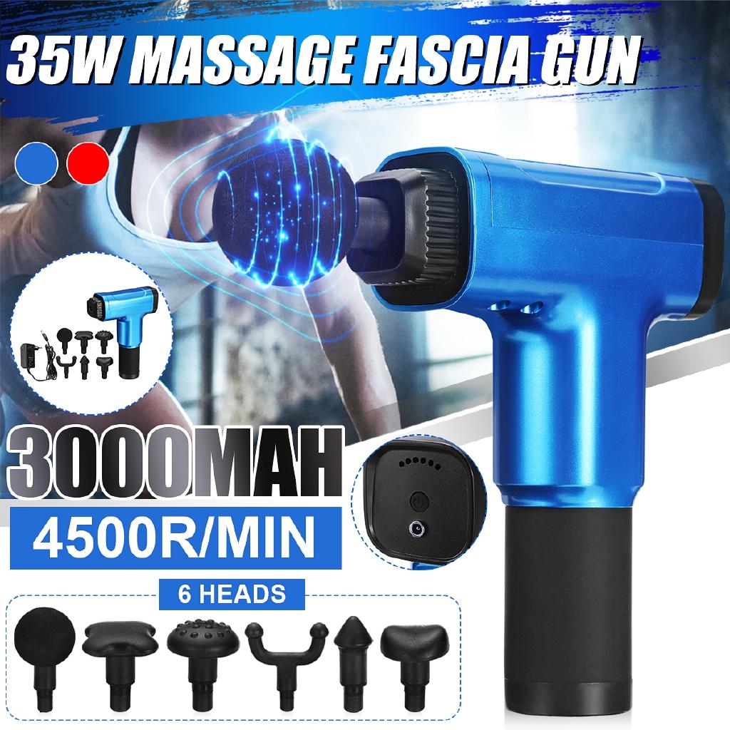 35W 6 Head Therapy Massage Guns 6 Gear Muscle Massager Hammering Style Relax Deep Tissue 4500r/min Rechargeable Massager