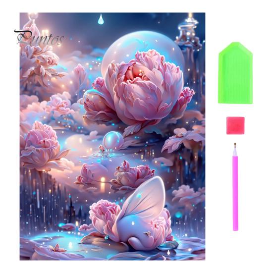 

1 комплект 5D DIY комплект алмазной живописи дерево луна узор романтический горный хрусталь картина ремесло для украшения дома светло-розовый