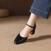 Krazing Pot Pelle Vera Punta Tonda Tacco Sottile Scarpe Estive Monocolore Taglia Grande 42 Cinturini con Fibbia Donna Scarpe Basse
