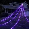 8 Modes Halloween Spider Web Lights Waterproof LED Spider Net Scary Giant Spider  Haunted House