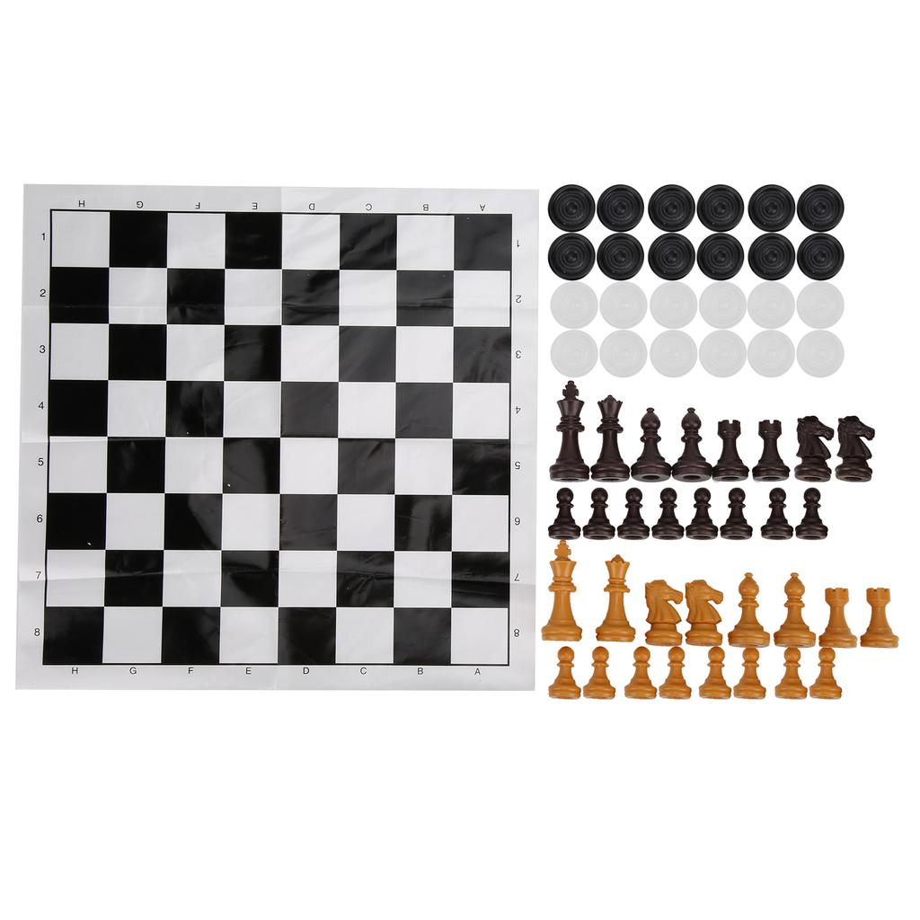 Plastic 2 In 1 International Chess Draughts Set Portable Travel Games Intelligent Toy
