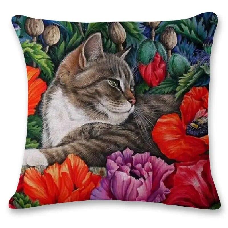 

Креативная ручная роспись кота детский подарок на день рождения с принтом наволочка из полиэстера домашняя автомобильная подушка диван 45x45 40x40cm