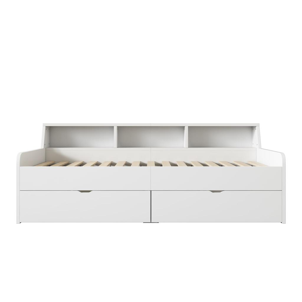 Sofa Bed Upholstered Bed 90x200 Cm, Two Drawers, Storage Compartment, Minimalist Styling, Guest Bed Teenagers, Children, Without Mattress