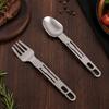 Stainless Steel Portable Cutleries Set Reusable Folding Tablewares Camping Utensils  Hiking