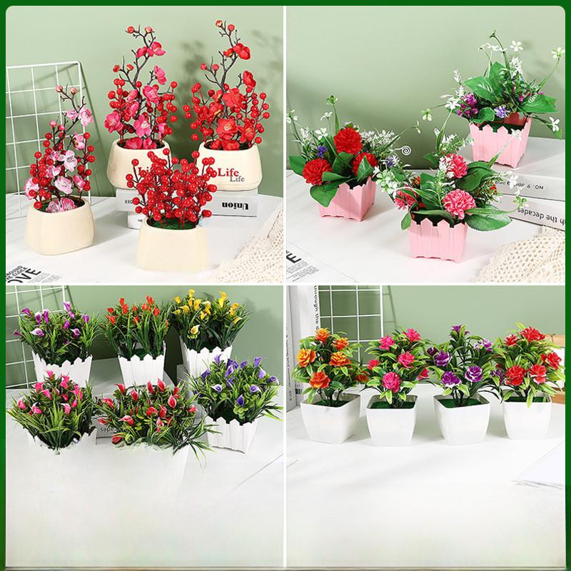 Hydrangea Simulated Chrysanthemum Calla Artificial Flowers Potted Plants Green