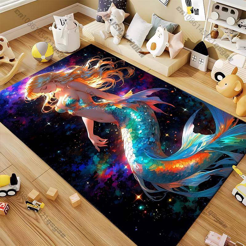 Beautiful Mermaid Printed Carpet Yoga Mat Game Room Bedroom Beautiful Anti -slip Carpet Rugs Living Room Decoration Chambre