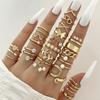 Alloy Multi Style Ring Set Heart Shape Love Chain Joint Ring 2024 Wave Joint Rings Set  Woman