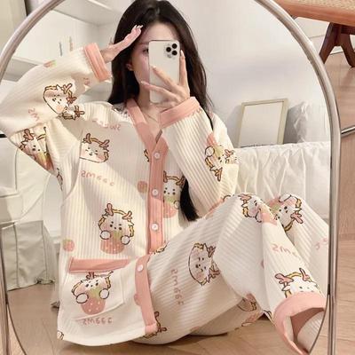 Herbst und Winter Neue Umstandspyjamas Hausanzug Verdickt Postpartal Luftbaumwolle Monatskleidung Stillkleidung Pyjamas