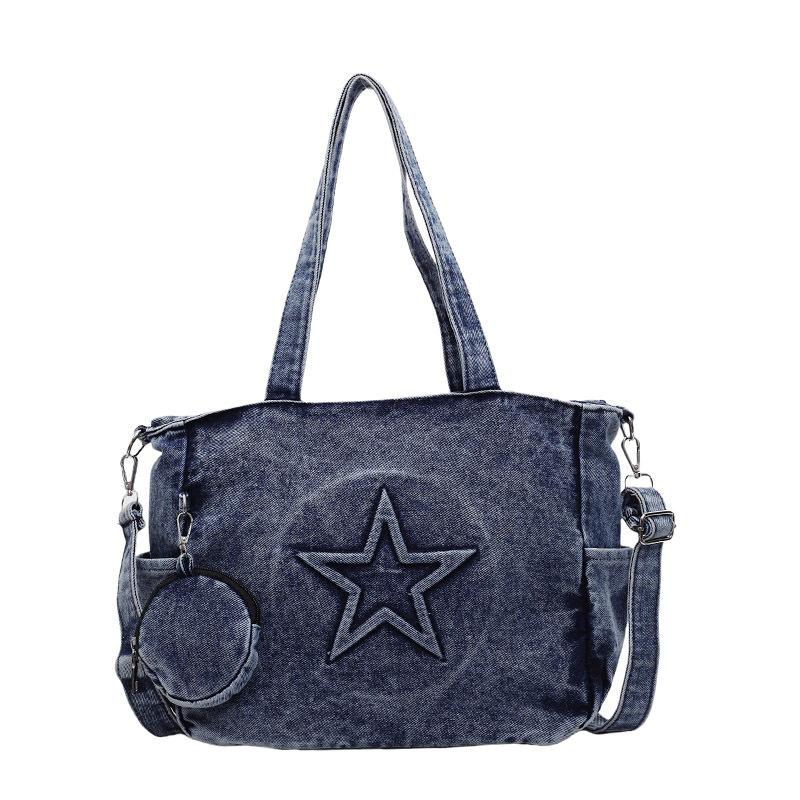 Cool Spice Girl Style Denim Big Bag Women's New Fashion Large Capacity Tote Bag Summer Versatile Messenger Bag
