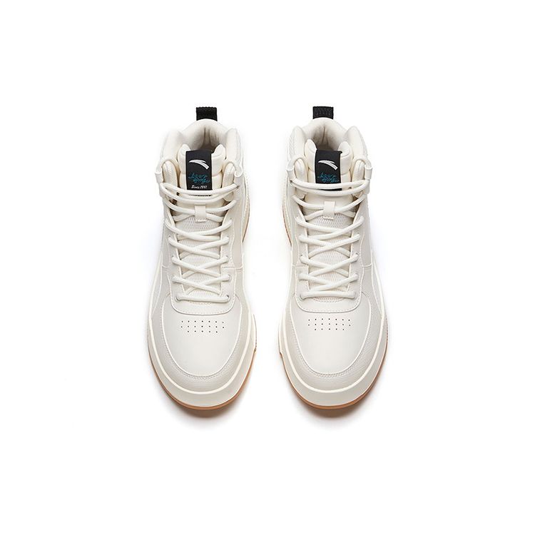 Anta Lifestyle Series Trendy Versatile Slip Resistant Durable High Top Skate Shoes Men Sneakers White Green Gray 912238011-3