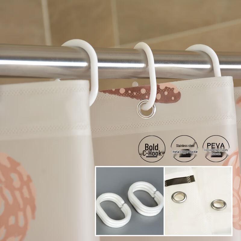 Qian Yu Punch-Free Waterproof Mildew-Proof Fabric Shower Curtain Set