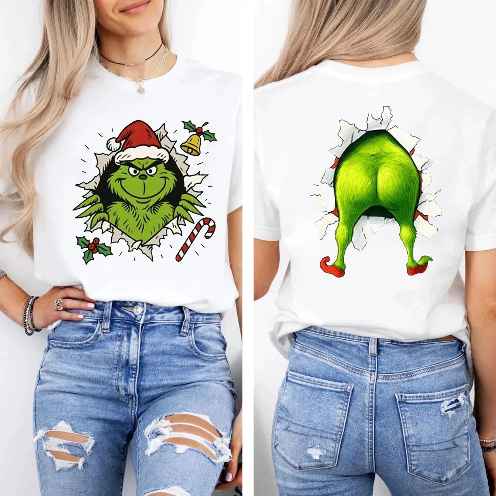 Funny Grinch Christmas Front-Back Shirt, Santa Grinch TShirt - Multicolor S-5XL XXL