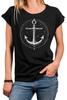 Womens Anchor Print T Shirt Maritime Short Sleeve Shirts Vintage Boho Nautical Top-