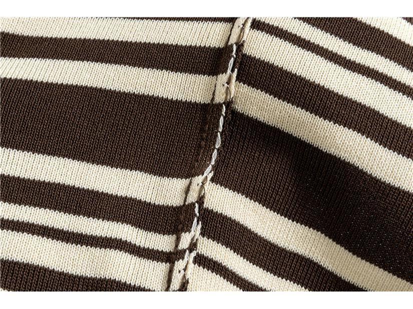Women's Korean Fashion Striped Sweater & Wide-Leg Pants Knitted Set