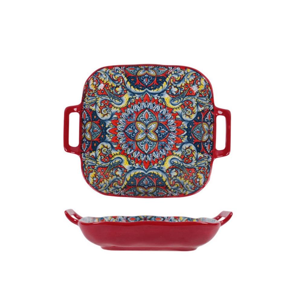 Square Dinner Plate Colorful Salad Dish Household Fruit Plate  Microwave