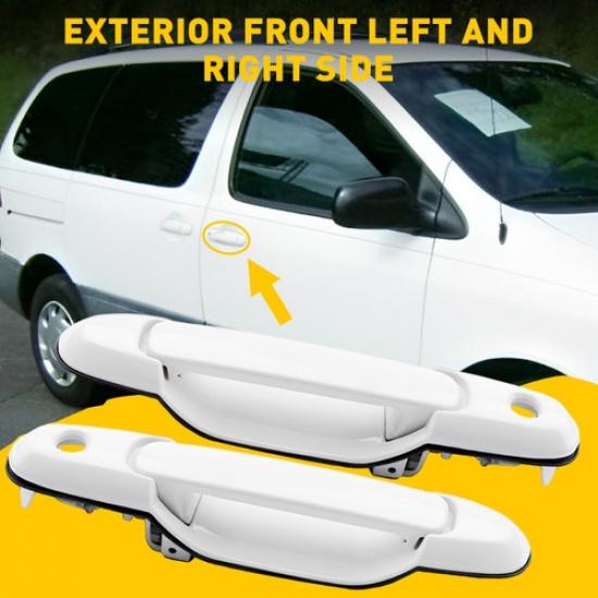 2x Outside Door Handle Front Left & Right Side For 1998-2003 Toyota Sienna White