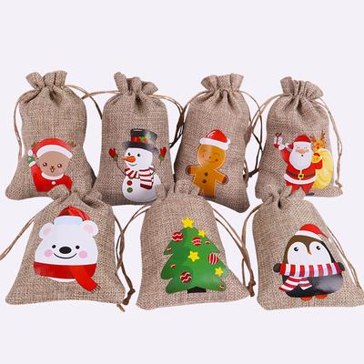 1 Stück Weihnachtsgeschenkbeutel mit Kordelzug aus Baumwollleinen, Geschenkverpackungsbeutel für die Aufbewahrung von Schmuck und Süßigkeiten