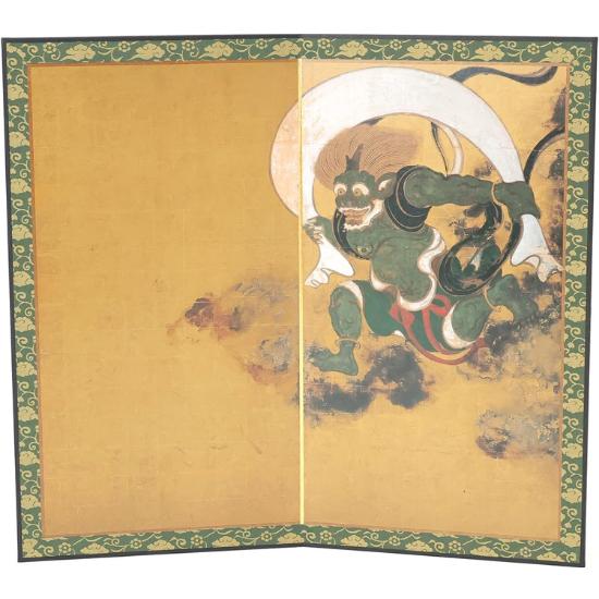 Wind and Thunder Gods" Folding Screen (Miniature Folding Screen / Small-Size Replica Screen)