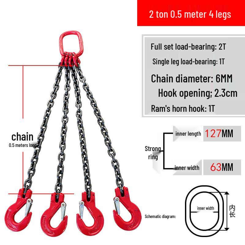 Multi-Hook Manganese Steel Chain Sling for Cranes & Forklifts