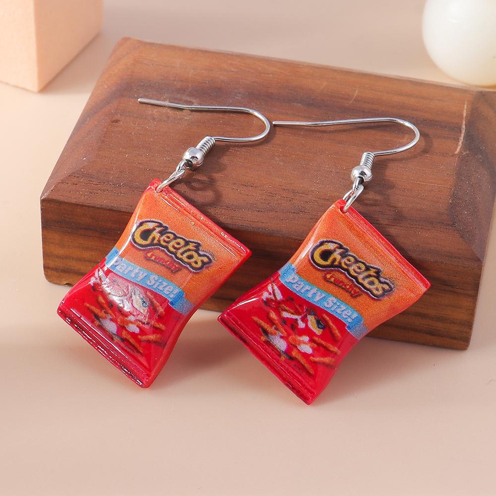 Fashion Women Girls Earrings Cute Resin Simulated Food Snacks Potato Chips Earrings Handmade Party Jewelry Gifts