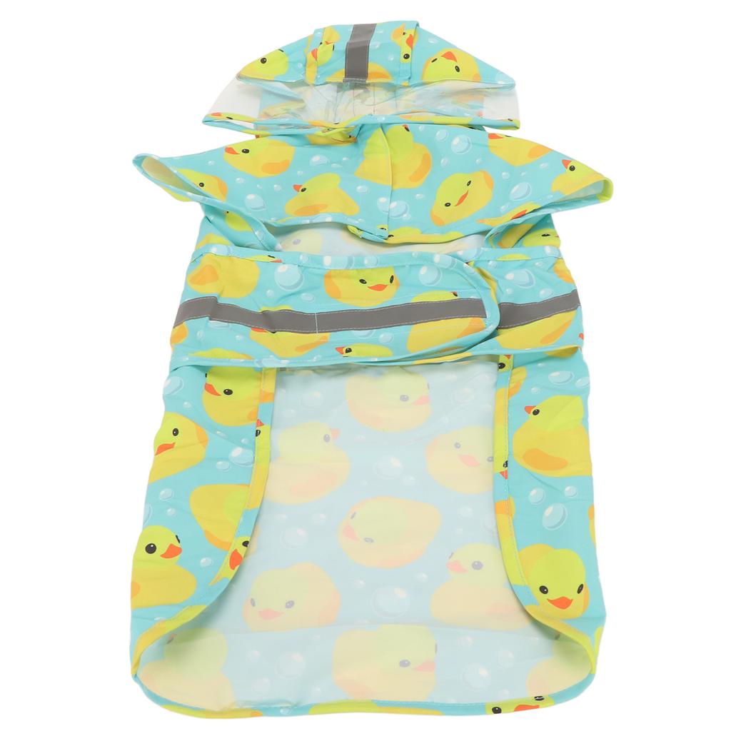Pet Rain Jacket Duckling Pattern Waterproof Reflective Adjustable 4 Legs Hooded Dog Raincoat for