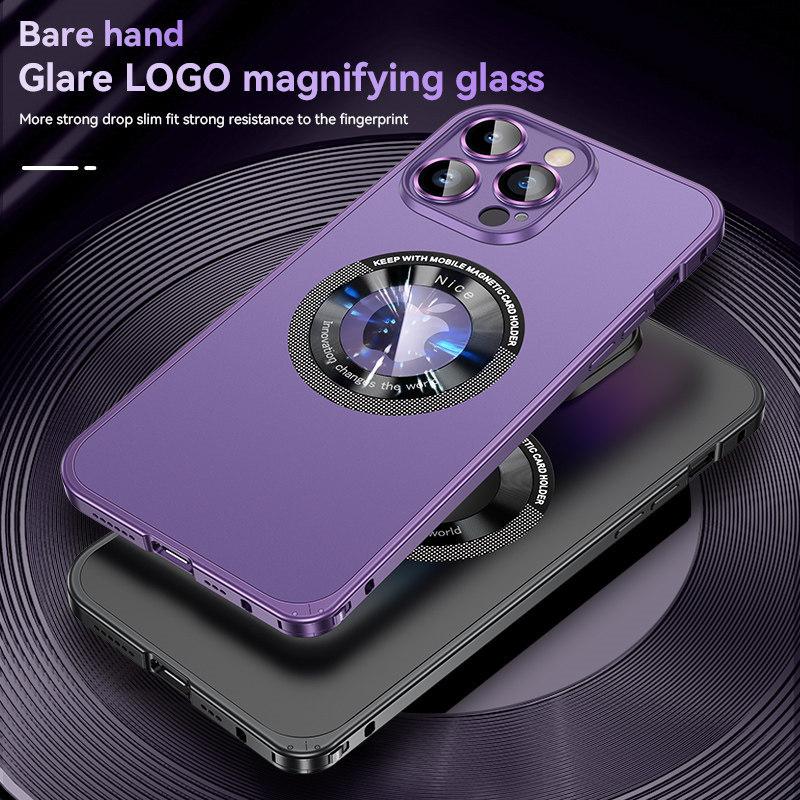 Luxury Spring Buckle Frosted Metal Bezel Magnetic Suction Wireless Charging Phone Case Suitable for iPhone 14 13 12 Pro Max Fall Protection Cover