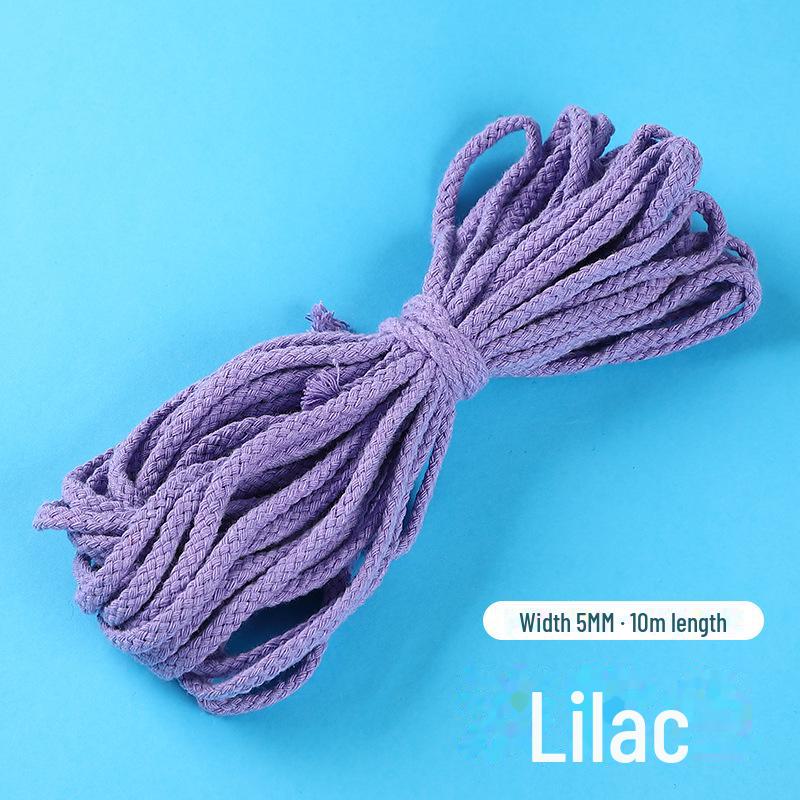 5mm Thick Colored Cotton Rope - 10 Meters Hand-Woven Eight-Strand for DIY, Drawstring Bags, and Hat Ropes