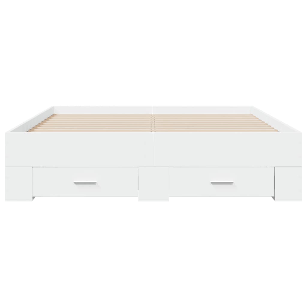 vidaXL Bed Frame with Drawers White 140x190 Cm Wood Material