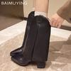 Pointed Toe Women High Boots High Heels Sexy Leather Shoes Woman 2025 Trend Winter Fashion Brand Cozy Goth Chelsea Boots Mujer